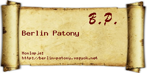 Berlin Patony névjegykártya